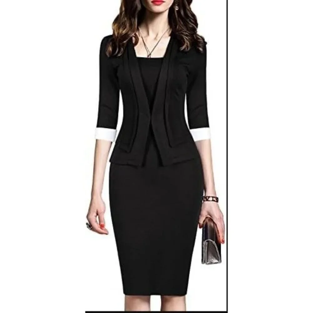 Slim Bodycon Business Pencil One-Piece Dress NWT - Picture 1 of 9